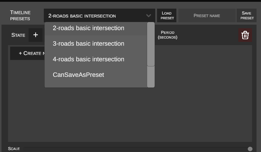 Signal presets list