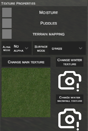 Texture properties section