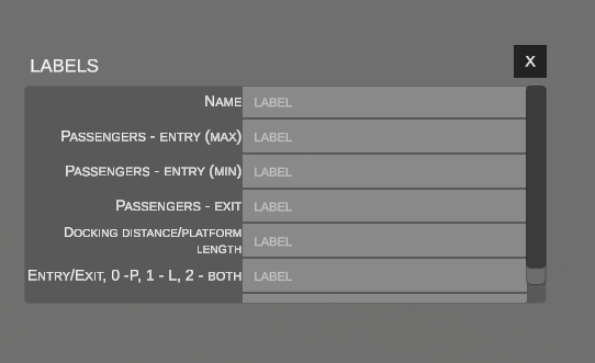 Special object labels window
