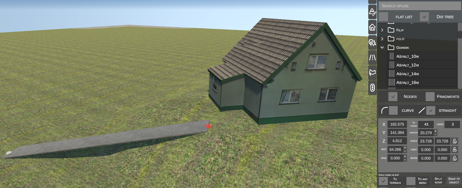 Node snapped to terrain