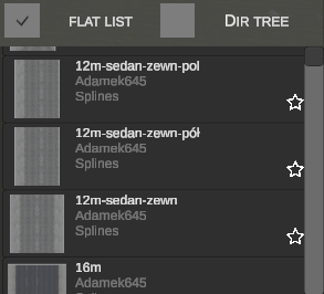 Flat list of splines