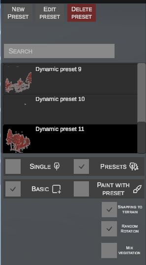 Presets library bar