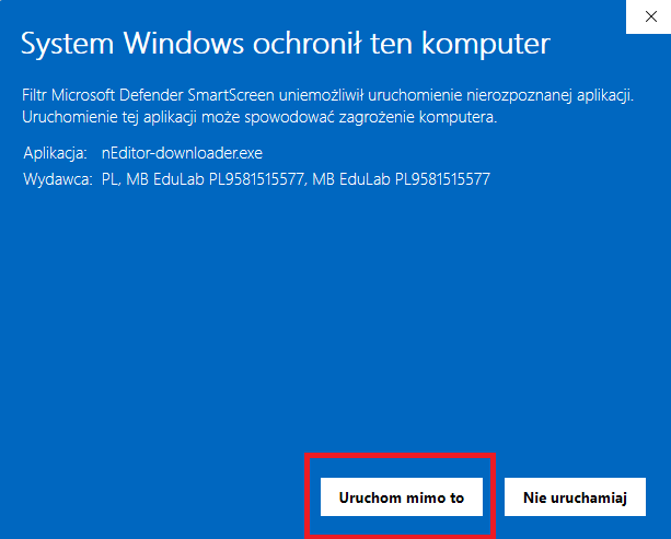 Ostrzeżenie Windows SmartScreen